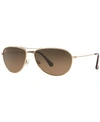 Maui Jim Sea House 60mm Polarizedplus2® Titanium Aviator Sunglasses In Gold / Gold Polar
