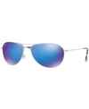 Maui Jim Sea House 60mm Polarized Titanium Aviator Sunglasses - Silver/ Blue Hawaii In Silvery / Blue Mirror Polar