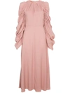 ROKSANDA SILK MIDI DRESS WITH RUCHED SLEEVES,H12921ARUNA12474282