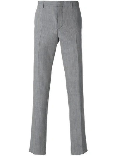 Prada Patterned Cropped Tailored Trousers In Grey