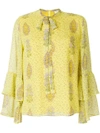 GIAMBATTISTA VALLI GIAMBATTISTA VALLI FLORAL PRINT TIE NECK BLOUSE - YELLOW & ORANGE,GVC18617GVSP612629330