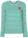 Comme Des Garçons Play Striped Long-sleeved T-shirt In Green