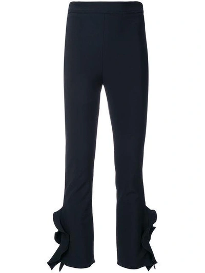 Opening Ceremony William Cropped Ruffle-trimmed Stretch-cady Skinny Trousers In Black