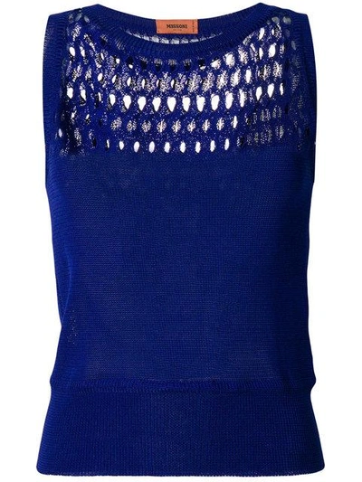 Missoni Knit Tank Top In Cotton In Blue