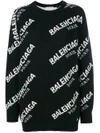 BALENCIAGA BALENCIAGA JACQUARD LOGO CREWNECK jumper - BLACK,502572T144212506487