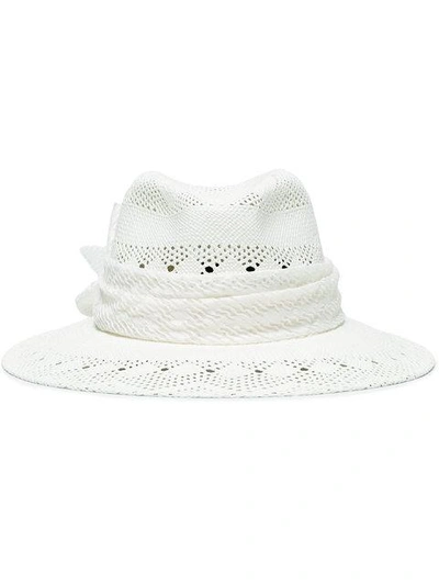 Maison Michel White Henrietta Raffia Hat With Bow Detail - Weiss