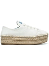 Prada Leather Espadrille Sneakers In White