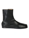Maison Margiela Black Tabi Leather Ankle Boots In Black