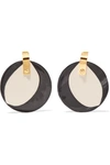 MARNI GOLD-TONE, HORN AND LEATHER EARRINGS