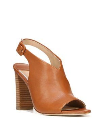 Diane Von Furstenberg Carini Leather Block Heel Slingback Sandals In Cuoio