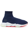 Balenciaga Men's Speed Mid-top Trainer Sock Sneakers, Blue In Blue