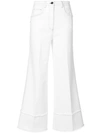 Miu Miu Cropped Frayed High-rise Flared Jeans In White