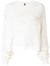 BEN TAVERNITI UNRAVEL PROJECT UNRAVEL PROJECT FRAYED RIBBED SWEATER - NEUTRALS,UWHE002R1818000112546378