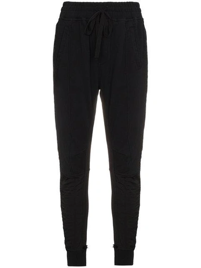 Haider Ackermann Woman Cropped Frayed Twill-paneled Cotton-terry Track Trousers Anthracite In Black