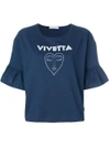 VIVETTA VIVETTA PEPLUM CROPPED T-SHIRT - BLUE,81VV912VIVNESO12641800