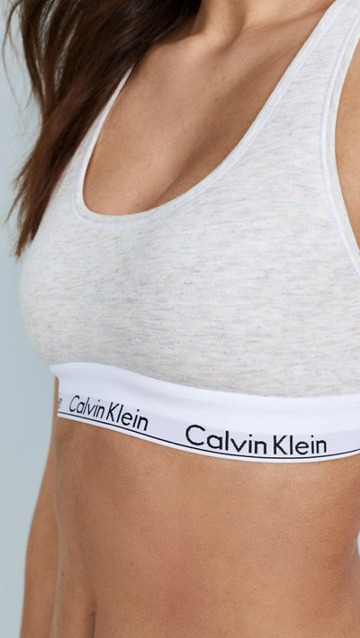 Calvin Klein Underwear Modern Cotton Ribbed Stretch Modal-blend Soft-cup Bra In Grey Heather