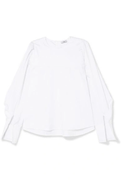 Clu Bow-sleeve Cotton-poplin Shirt In White