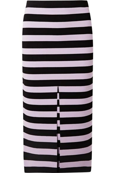 Proenza Schouler Striped Stretch-knit Midi Skirt In Black