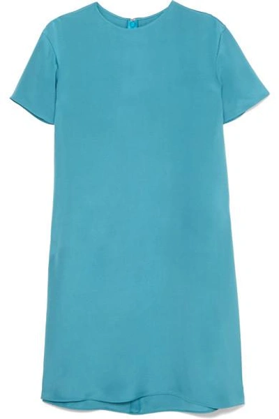 Valentino Two-tone Silk-satin Mini Dress In Blue