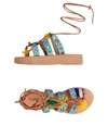 CORAL BLUE CORAL BLUE WOMAN THONG SANDAL TURQUOISE SIZE 6 TEXTILE FIBERS, LEATHER,11365975PV 13