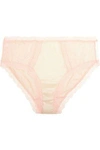 MIMI HOLLIDAY BY DAMARIS WOMAN SPIN LACE-TRIMMED SATIN BRIEFS BABY PINK,US 110842751755488