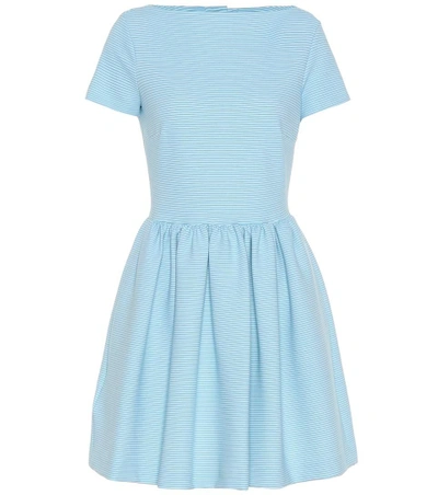 Miu Miu Striped Cotton-blend Dress In Blue