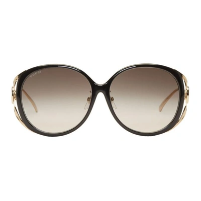 Gucci Black & Gold Round Injected Sunglasses