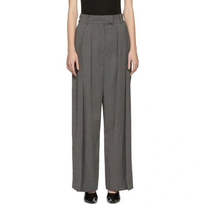 A.w.a.k.e. High-rise Pleated Wool-blend Trousers In Gray