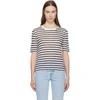 ALEXANDER WANG T ALEXANDERWANG.T IVORY AND NAVY STRIPED CROPPED T-SHIRT,4C991219A3
