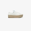 PRADA PRADA WHITE 40 LEATHER FLATFORM ESPADRILLES,1E338IF040XPY12541877