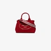 Prada Red Logo Canvas Tote Bag In Red