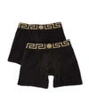Versace Iconic Slim-fit Branded Stretch-cotton Trunks In Black Pattern