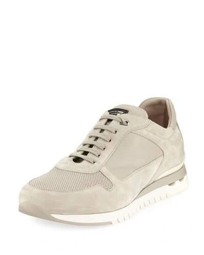 Stefano Ricci Men's Suede And Leather Trainer Sneakers In Light Beige