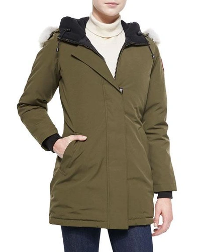 Canada Goose Victoria Fur-hood Parka Jacket In Mid Gray