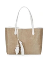 NANCY GONZALEZ ERICA MEDIUM LINEN LEAF TOTE BAG,PROD203890297