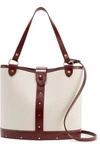 THE ROW LEATHER-TRIMMED CANVAS BUCKET BAG