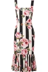 DOLCE & GABBANA PRINTED SILK-BLEND MIDI DRESS