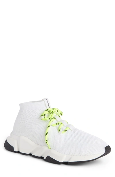 Balenciaga Mens White Speed Knitted Sneakers