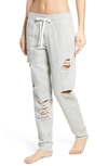Alo Yoga Distressed Sweatpants In Heather Grey/ Distressed Holes