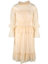 SEE BY CHLOÉ RUFFLED-NECK SILK-GEORGETTE DRESS,10340047