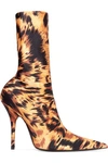 BALENCIAGA KNIFE LEOPARD-PRINT SPANDEX SOCK BOOTS