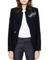 Zadig & Voltaire Very Bis Button-less Embellished Jacket In Navy