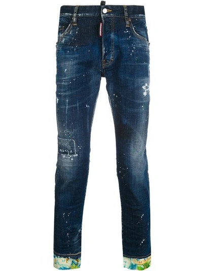 Dsquared2 17.5cm Slim Jean Cotton Denim Jeans In Blu
