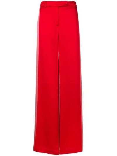 Valentino Hammered Satin Side Panel Flare Pants In Poppy-candy (red)