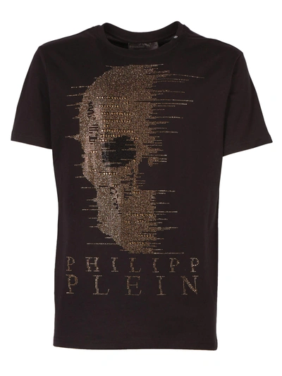 Philipp Plein Gilded Skull T-shirt In Black-gold