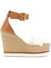 See By Chloé Canvas And Leather Espadrille Wedge Sandals