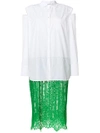 VALENTINO VALENTINO SHIRT DRESS WITH LACE SKIRT - WHITE,PB3VAHB13AH12640139