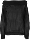 ZANONE ZANONE SHEER OFF THE SHOULDER SWEATER - BLACK,851733ZJ40012639644