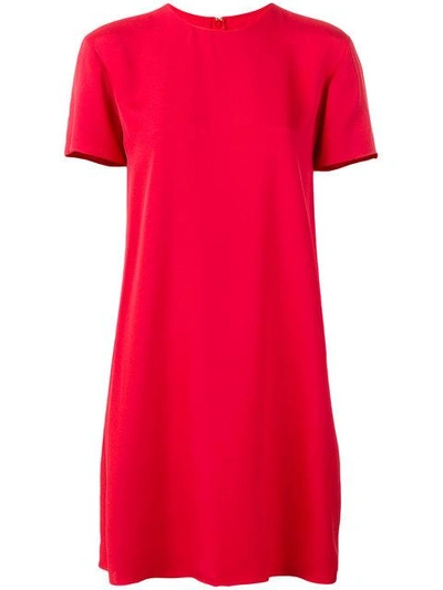 Valentino Shortsleeved Shift Dress In Red