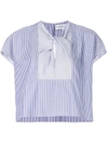 CARVEN striped short sleeve blouse,3131H401712333253